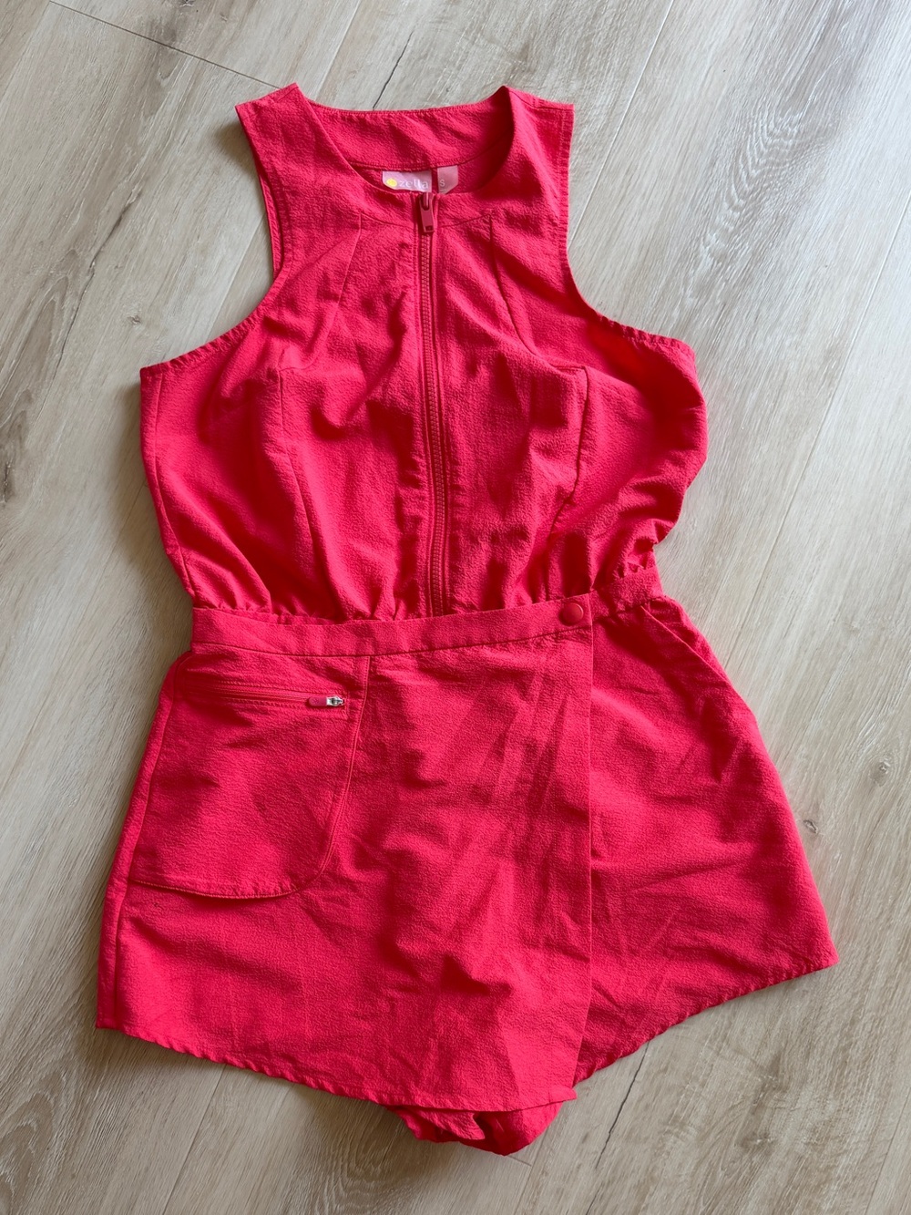 Zella Hot Pink Sleeveless Front-Zip Romper